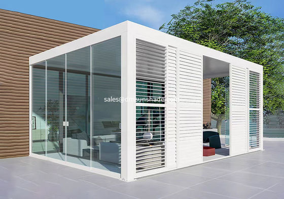 Persianas com zíper à prova de vento e portas de vidro para pérgola elétrica externa com venezianas